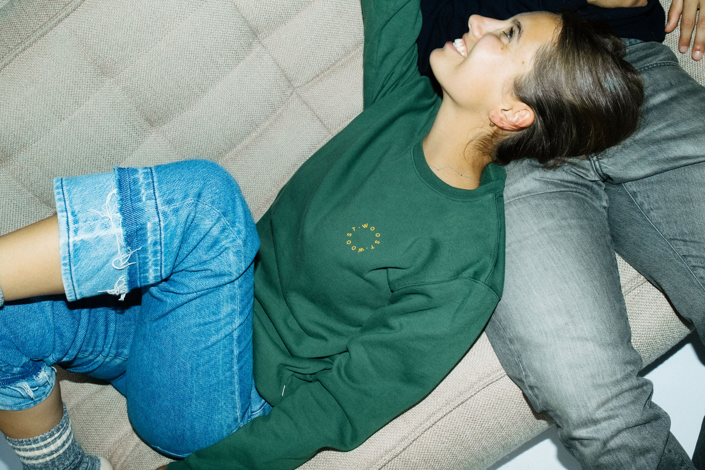 Green crewneck logo